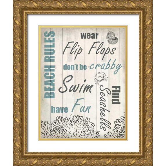 Allen, Kimberly 15x18 Gold Ornate Wood Framed with Double Matting Museum Art Print Titled - Beach Rules 2