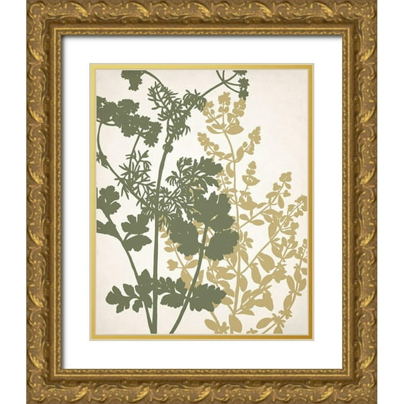 Allen, Kimberly 15x18 Gold Ornate Wood Framed with Double Matting Museum Art Print Titled - Botanical Spread 1