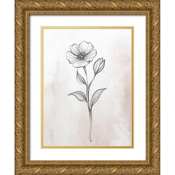Allen, Kimberly 15x18 Gold Ornate Wood Framed with Double Matting Museum Art Print Titled - Stone Floral 2