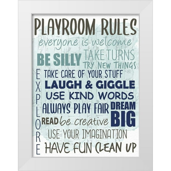 Allen, Kimberly 15x18 White Modern Wood Framed Museum Art Print Titled - Playroom Rules Forest