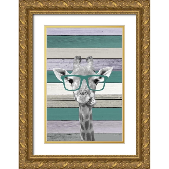 Allen, Kimberly 17x24 Gold Ornate Wood Framed with Double Matting Museum Art Print Titled - Giraffes Glasses 2