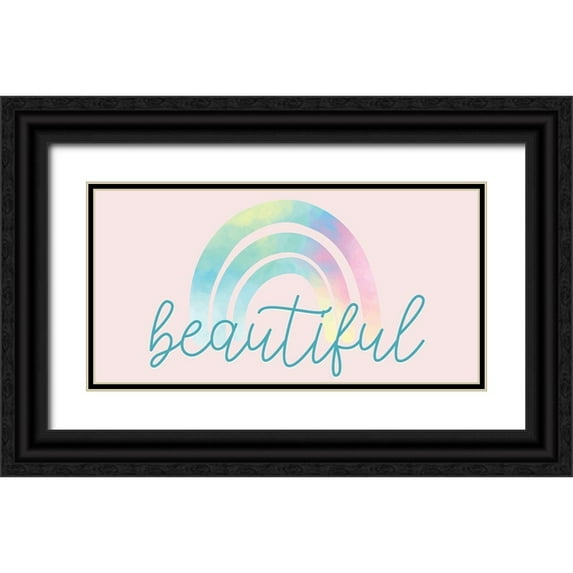Allen, Kimberly 18x11 Black Ornate Wood Framed with Double Matting Museum Art Print Titled - Beautiful Rainbow