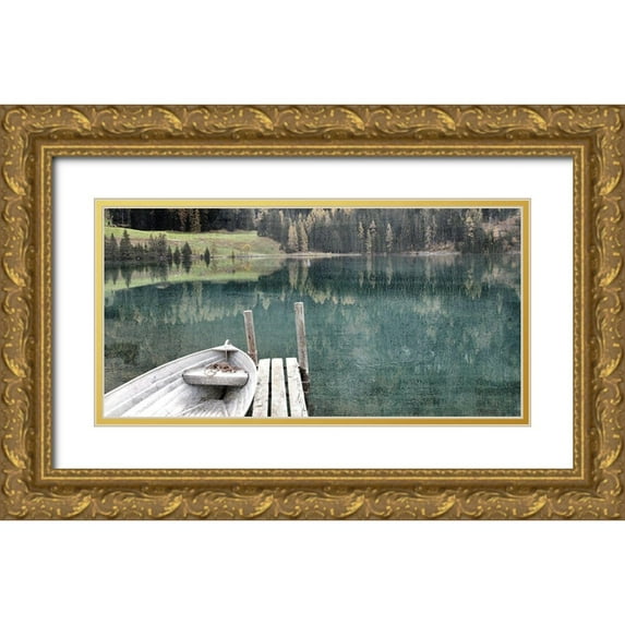Allen, Kimberly 18x11 Gold Ornate Wood Framed with Double Matting Museum Art Print Titled - Boat Dock