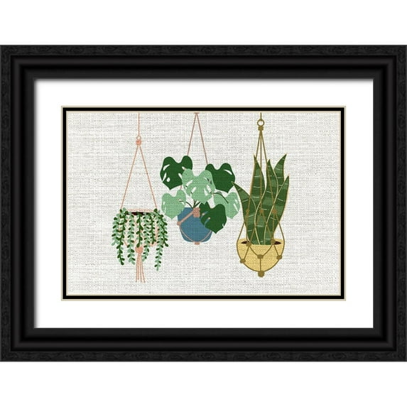 Allen, Kimberly 18x13 Black Ornate Wood Framed with Double Matting Museum Art Print Titled - Burlap Hanging Plants