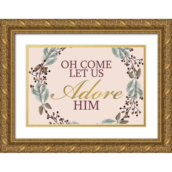 Allen, Kimberly 18x13 Gold Ornate Wood Framed with Double Matting Museum Art Print Titled - Oh Come Let Us