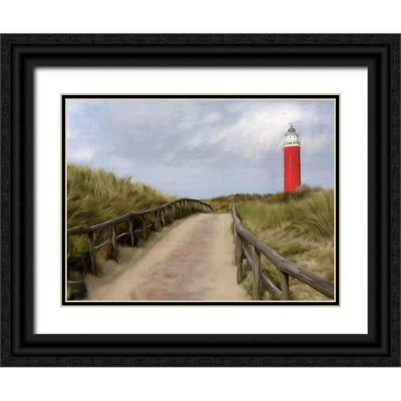 Allen, Kimberly 18x15 Black Ornate Wood Framed with Double Matting Museum Art Print Titled - Lighthouse