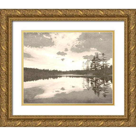 Allen, Kimberly 18x15 Gold Ornate Wood Framed with Double Matting Museum Art Print Titled - Sepia Lakefront