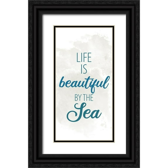 Allen, Kimberly 18x32 Black Ornate Wood Framed with Double Matting Museum Art Print Titled - By the Sea 1