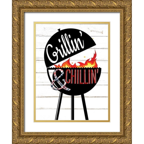 Allen, Kimberly 19x24 Gold Ornate Wood Framed with Double Matting Museum Art Print Titled - Grillin and Chillin