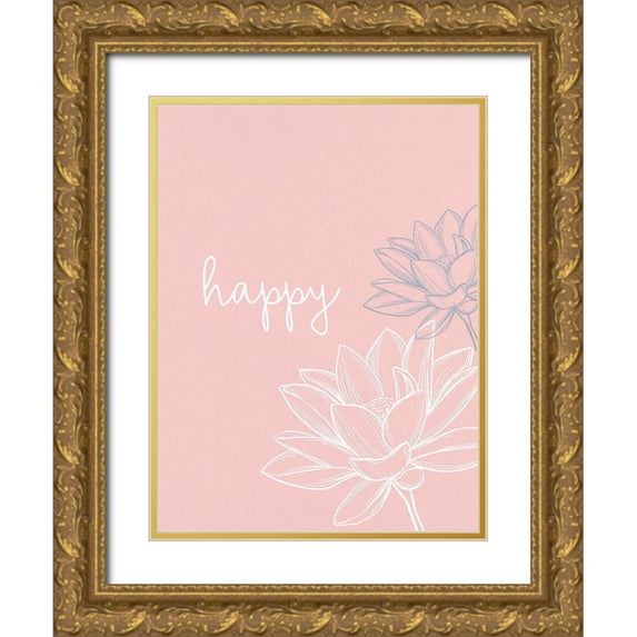 Allen, Kimberly 19x24 Gold Ornate Wood Framed with Double Matting Museum Art Print Titled - Happy