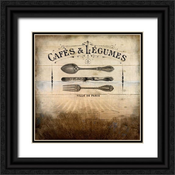 Allen, Kimberly 20x20 Black Ornate Wood Framed with Double Matting Museum Art Print Titled - Cafe And Legumes