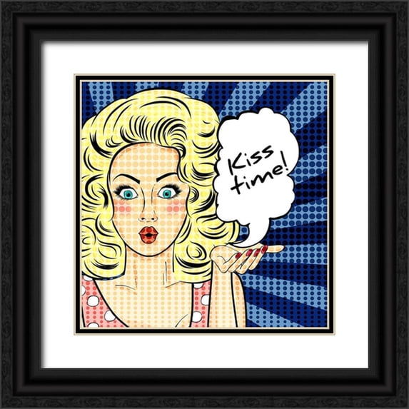 Allen, Kimberly 20x20 Black Ornate Wood Framed with Double Matting Museum Art Print Titled - Kiss Time