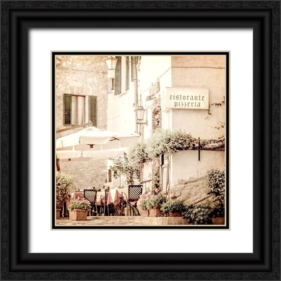 Allen, Kimberly 20x20 Black Ornate Wood Framed with Double Matting Museum Art Print Titled - Paris Bistro 3