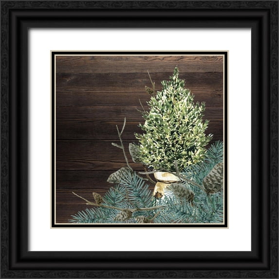 Allen, Kimberly 20x20 Black Ornate Wood Framed with Double Matting Museum Art Print Titled - Winter Owl Blues 4