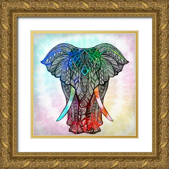 Allen, Kimberly 20x20 Gold Ornate Wood Framed with Double Matting Museum Art Print Titled - Elephant Mandala