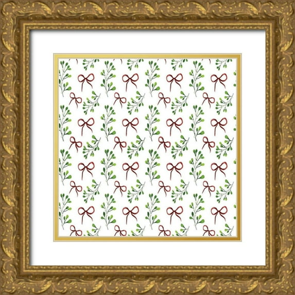 Allen, Kimberly 20x20 Gold Ornate Wood Framed with Double Matting Museum Art Print Titled - Gnome Wreath Pattern 2