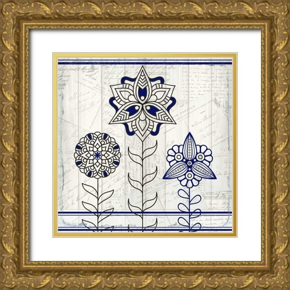 Allen, Kimberly 20x20 Gold Ornate Wood Framed with Double Matting Museum Art Print Titled - Henna Flower 1