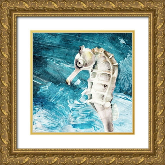 Allen, Kimberly 20x20 Gold Ornate Wood Framed with Double Matting Museum Art Print Titled - Seahorse Swimming