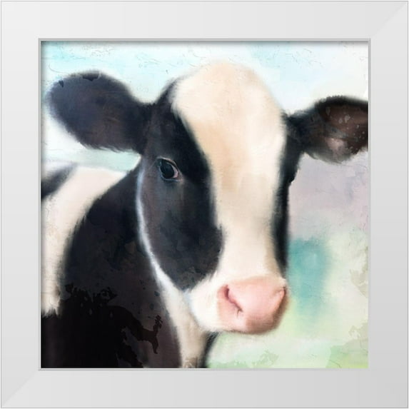 Allen, Kimberly 20x20 White Modern Wood Framed Museum Art Print Titled - Baby Cow