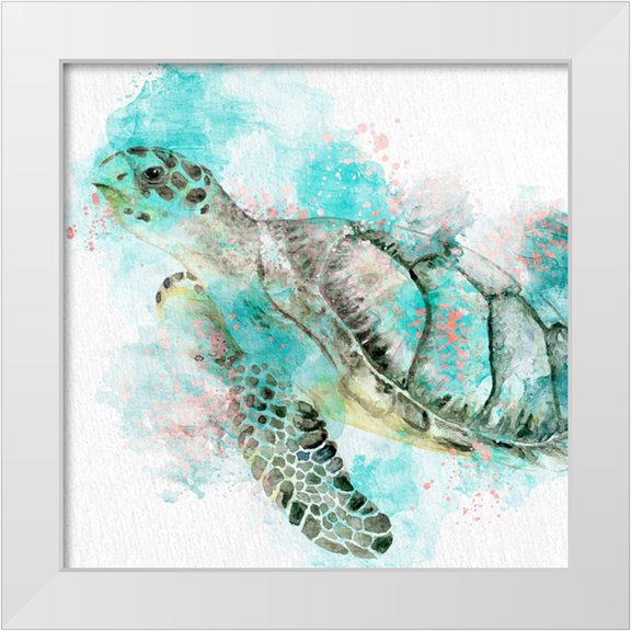 Allen, Kimberly 20x20 White Modern Wood Framed Museum Art Print Titled - Turtle Swim