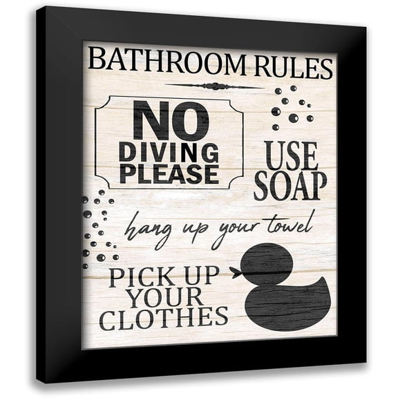 Allen, Kimberly 20x24 Black Modern Framed Museum Art Print Titled - Bath Rules 1