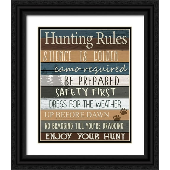 Allen, Kimberly 20x24 Black Ornate Wood Framed with Double Matting Museum Art Print Titled - Hunting Rules v2