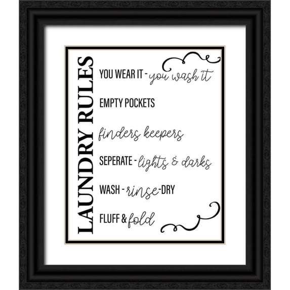 Allen, Kimberly 20x24 Black Ornate Wood Framed with Double Matting Museum Art Print Titled - Laundry Rules