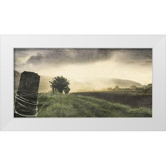 Allen, Kimberly 24x14 White Modern Wood Framed Museum Art Print Titled - Sunset Farm