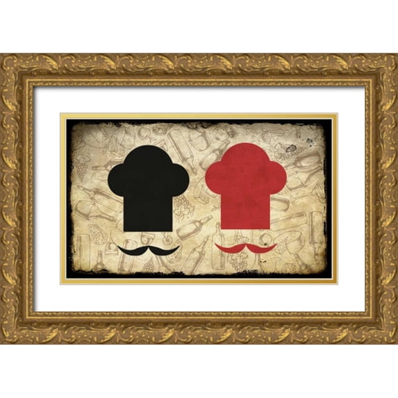 Allen, Kimberly 24x16 Gold Ornate Wood Framed with Double Matting Museum Art Print Titled - Black and Red Chef