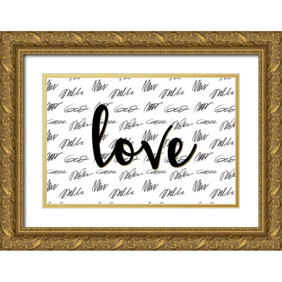 Allen, Kimberly 24x17 Gold Ornate Wood Framed with Double Matting Museum Art Print Titled - Love Scribbles
