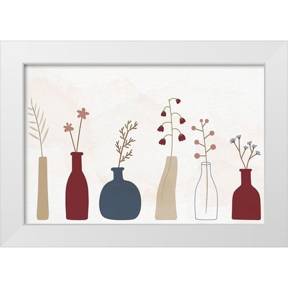 Allen, Kimberly 24x17 White Modern Wood Framed Museum Art Print Titled - Row of Vases
