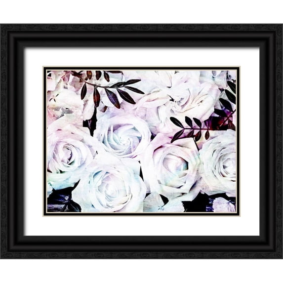 Allen, Kimberly 24x19 Black Ornate Wood Framed with Double Matting Museum Art Print Titled - Iridescent Floral 2