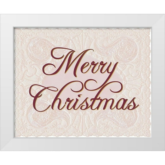 Allen, Kimberly 24x20 White Modern Wood Framed Museum Art Print Titled - Merry Christmas Lace