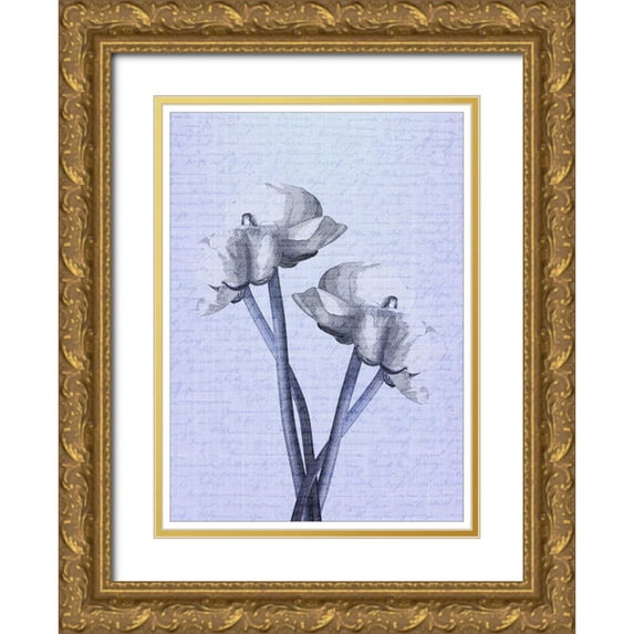 Allen, Kimberly 24x32 Gold Ornate Wood Framed with Double Matting Museum Art Print Titled - Denim Floral 1