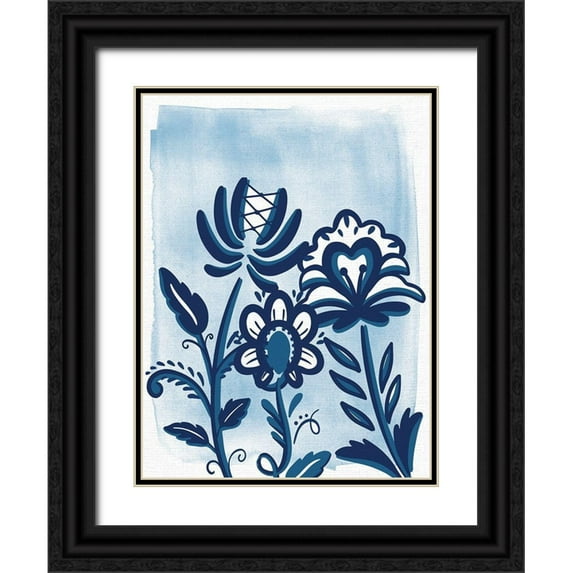 Allen, Kimberly 25x32 Black Ornate Wood Framed with Double Matting Museum Art Print Titled - Folk Flower 2