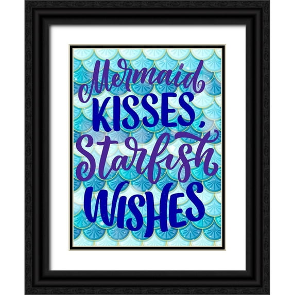Allen, Kimberly 25x32 Black Ornate Wood Framed with Double Matting Museum Art Print Titled - Mermaid Kisses