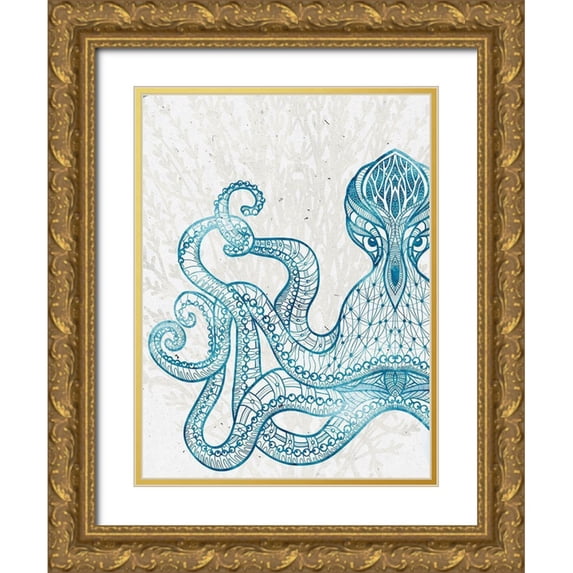 Allen, Kimberly 25x32 Gold Ornate Wood Framed with Double Matting Museum Art Print Titled - Sea Creature 2