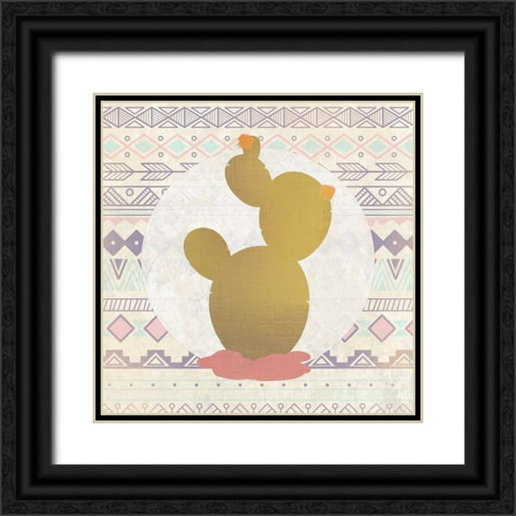Allen, Kimberly 26x26 Black Ornate Wood Framed with Double Matting Museum Art Print Titled - Ethnic Cactus 3