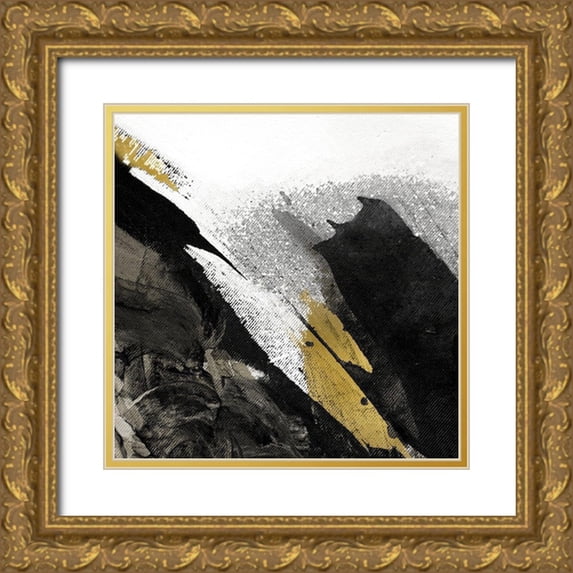 Allen, Kimberly 26x26 Gold Ornate Wood Framed with Double Matting Museum Art Print Titled - Black Strokes