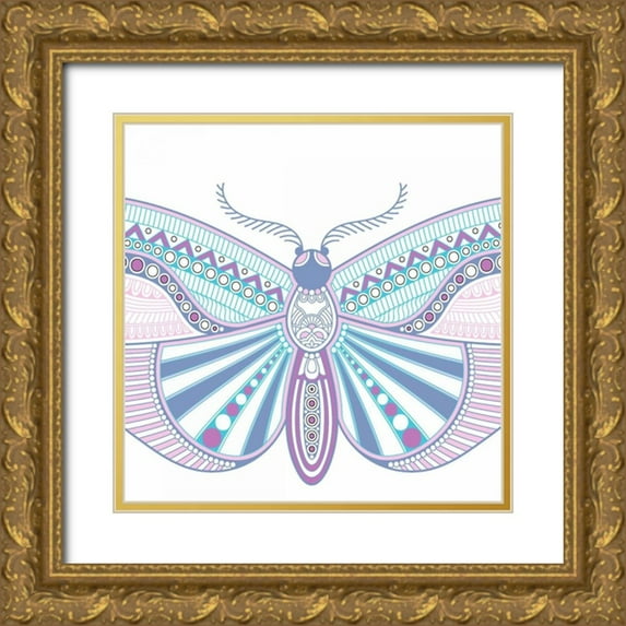 Allen, Kimberly 26x26 Gold Ornate Wood Framed with Double Matting Museum Art Print Titled - Colorful Butterfly 3