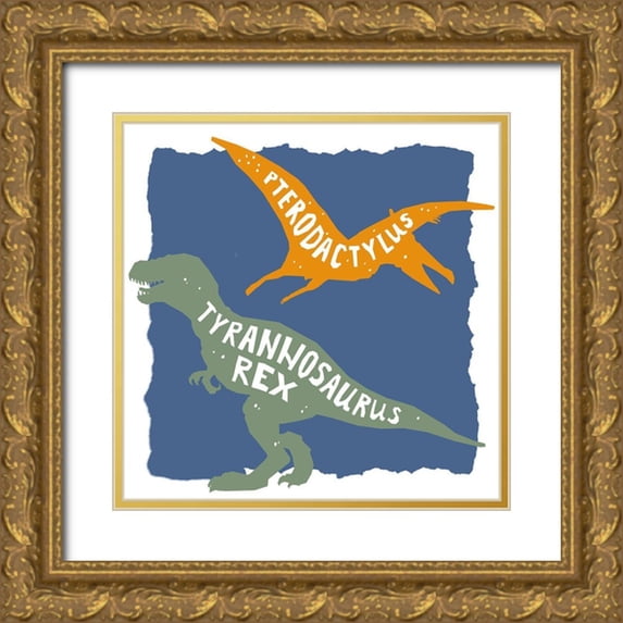Allen, Kimberly 26x26 Gold Ornate Wood Framed with Double Matting Museum Art Print Titled - Dino Strong 2 v2