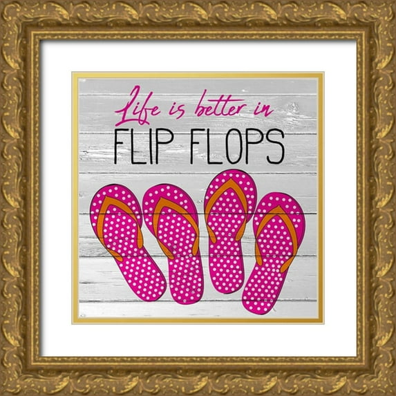 Allen, Kimberly 26x26 Gold Ornate Wood Framed with Double Matting Museum Art Print Titled - Flip Flops