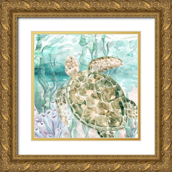 Allen, Kimberly 26x26 Gold Ornate Wood Framed with Double Matting Museum Art Print Titled - Into the Sea 1