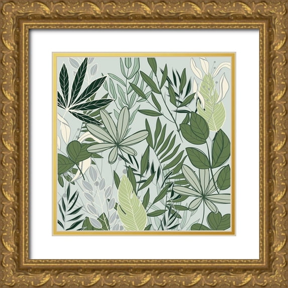 Allen, Kimberly 26x26 Gold Ornate Wood Framed with Double Matting Museum Art Print Titled - Leaf Love 2