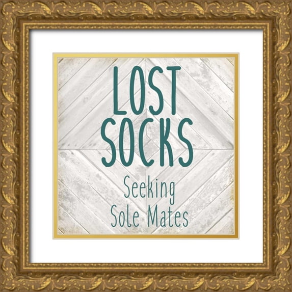 Allen, Kimberly 26x26 Gold Ornate Wood Framed with Double Matting Museum Art Print Titled - Lost Socks