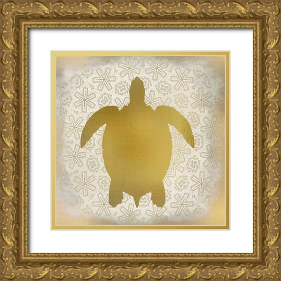 Allen, Kimberly 26x26 Gold Ornate Wood Framed with Double Matting Museum Art Print Titled - Ocean Dream in Gold 1