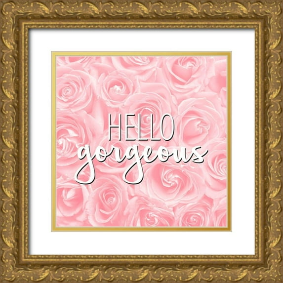Allen, Kimberly 26x26 Gold Ornate Wood Framed with Double Matting Museum Art Print Titled - Roses 1 V2
