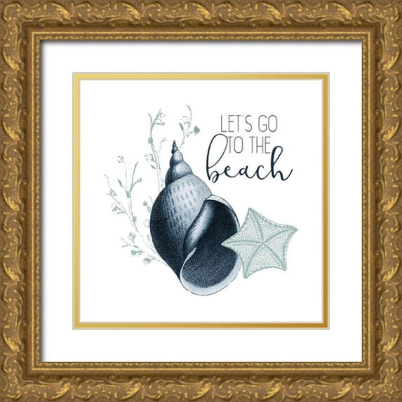 Allen, Kimberly 26x26 Gold Ornate Wood Framed with Double Matting Museum Art Print Titled - Sea Blues 5