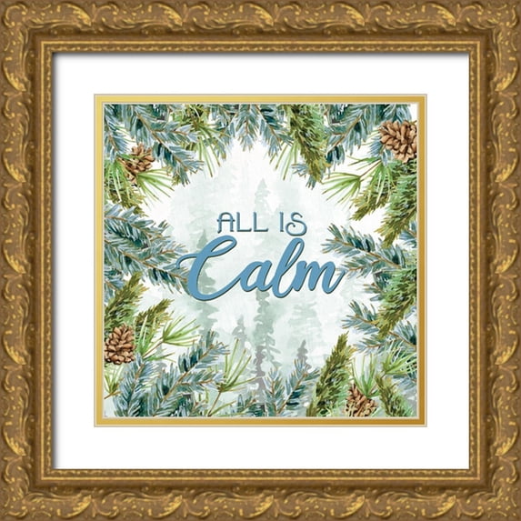 Allen, Kimberly 26x26 Gold Ornate Wood Framed with Double Matting Museum Art Print Titled - Woodland Christmas 2