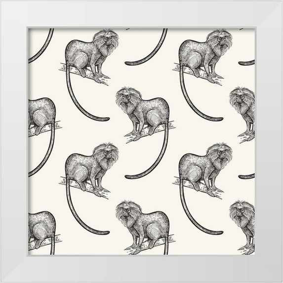 Allen, Kimberly 26x26 White Modern Wood Framed Museum Art Print Titled - Monkey Pattern